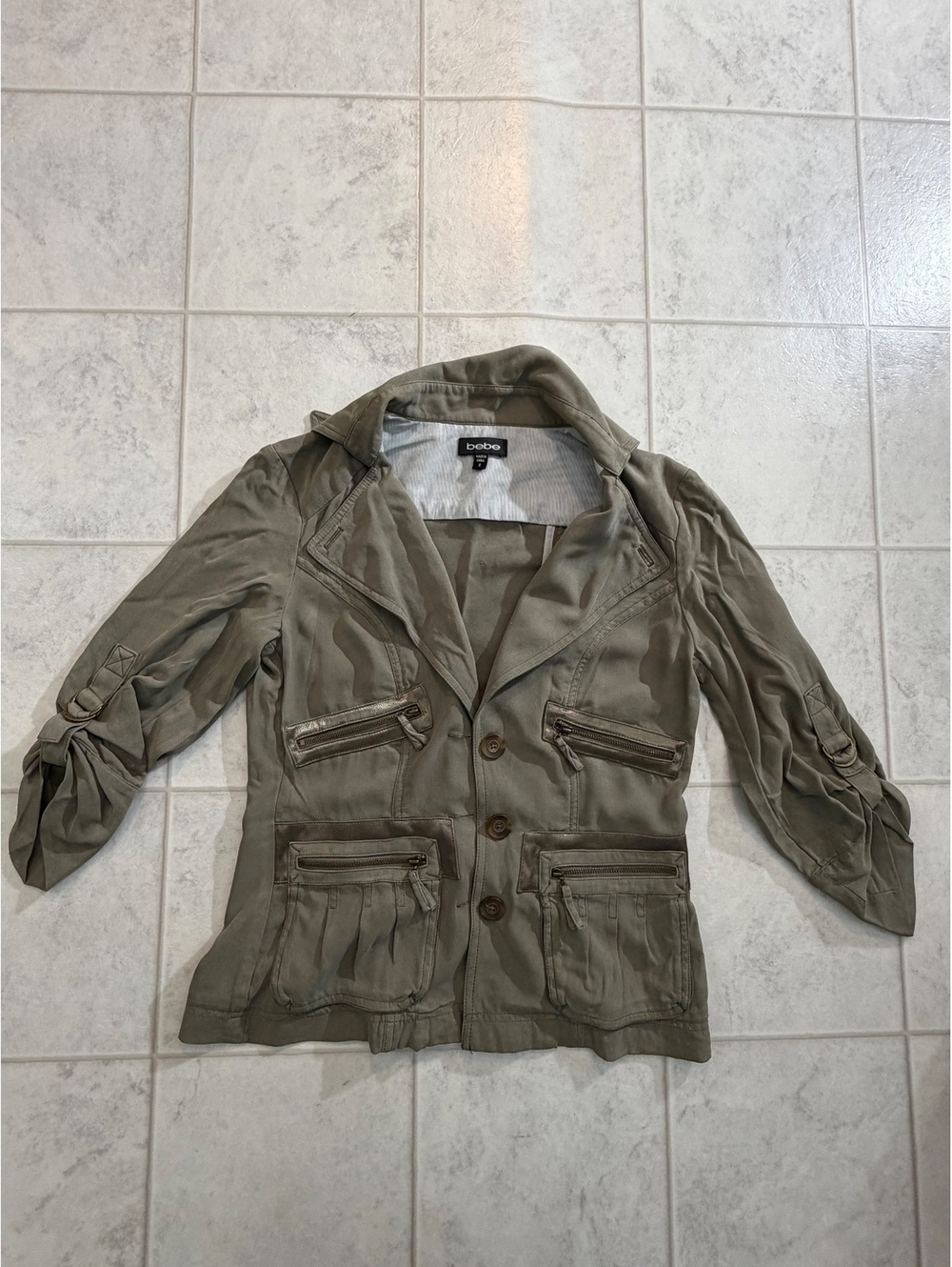 bebe olive utility jacket size 8